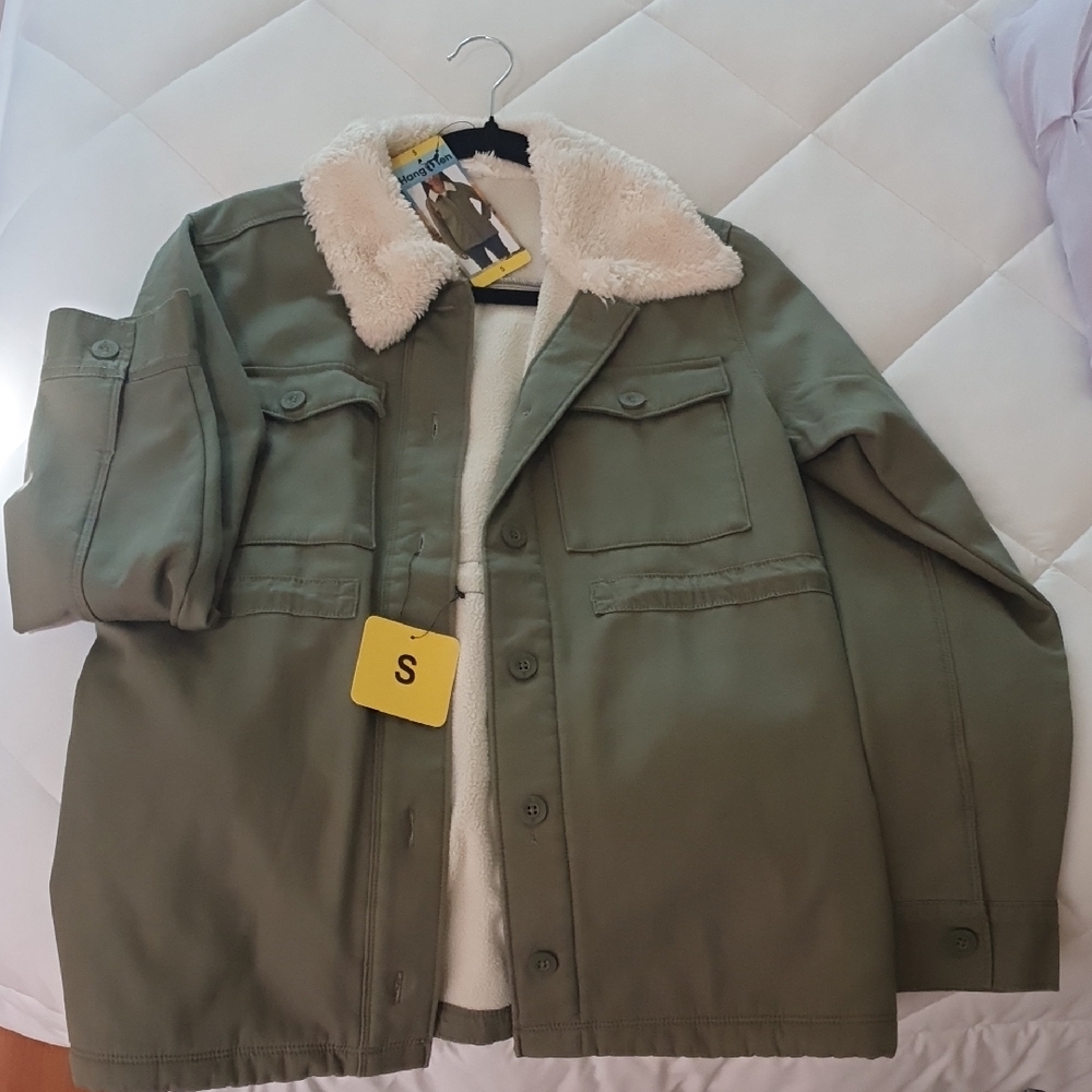 Hang Ten Olive Green Jacket with Cream Collar